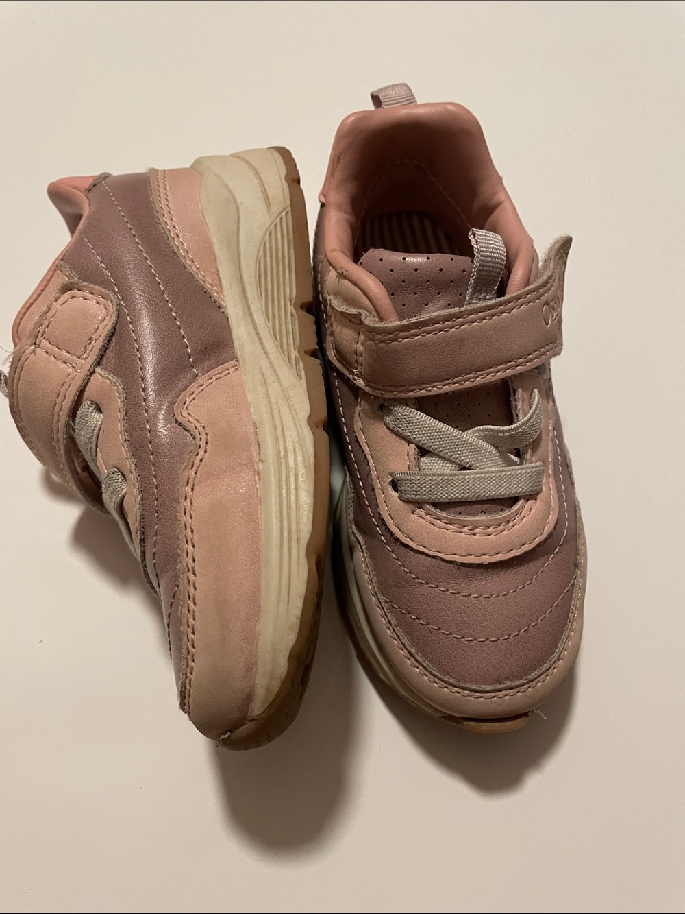 OSHKOSH Toddler Girl Size 10 Pink Purple Athletic Sneakers Hook-and-Loop Strap